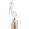 imageDeco 79 Polystone Bird Decorative Sculpture Distressed Home Decor Statue with Brown Wood Inspired Accents Accent Figurine 3quot x 11quot x 7quot TealWhite