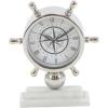 imageDeco 79 Stainless Steel Metal Ship Wheel Clock with Marble Base 9quot x 3quot x 8quot SilverSilver