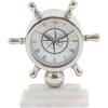 imageDeco 79 Stainless Steel Metal Ship Wheel Clock with Marble Base 9quot x 3quot x 8quot SilverSilverBlackWhite