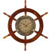 imageDeco 79 Wood Sail Boat Decorative Wall Clock with Ship Wheel for Home and Room 28quot x 2quot x 28quot BlueGold