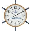 imageDeco 79 Wood Sail Boat Decorative Wall Clock with Ship Wheel for Home and Room 28quot x 2quot x 28quot BlueWhite