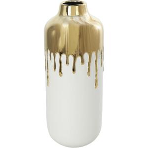 imageCosmoLiving by Cosmopolitan Ceramic Decorative Vase Centerpiece Vase with Abstract Gold Melting Drips Flower Vase for Home Decoration 15quot x 5quot x 11quot BlackWhite