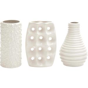 imageCosmoLiving by Cosmopolitan Ceramic Decorative Vase Centerpiece Vases with Varying Patterns set of 3 Vases for Home Decoration 5quot x 5quot x 8quot White
