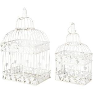 imageDEco 79 82676 2Piece Metal Square Bird Cage Set white 8quotl x 10quotw x 22quoth