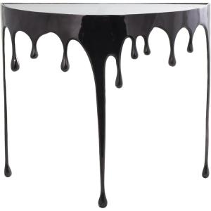 imageDeco 79 Aluminum Metal Abstract Console Table Drip with Melting Designed Legs and Black Glass Top 36quot x 14quot x 32quot SilverBlack
