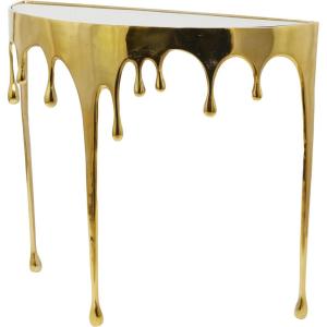 imageDeco 79 Aluminum Metal Abstract Console Table Drip with Melting Designed Legs and Black Glass Top 36quot x 14quot x 32quot SilverGold