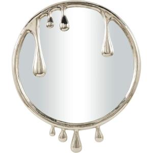 imageDeco 79 Aluminum Metal Abstract Room Wall Mirror Drip Entryway Mirror with Melting Designed Frame Wall Mounted Mirror 36quot x 1quot x 43quot SilverSilver
