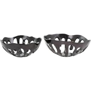 imageDeco 79 Aluminum Metal Decorative Bowl Decorative Bowl Drip Decorative Containers with Open Frame Design Set of 2 Decorative Keepsake Boxes 13quot 11quot W BlackBlack
