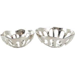 imageDeco 79 Aluminum Metal Decorative Bowl Decorative Bowl Drip Decorative Containers with Open Frame Design Set of 2 Decorative Keepsake Boxes 13quot 11quot W BlackSilver