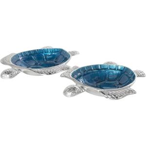 imageDeco 79 Aluminum Metal Turtle Handmade Serving Bowl  set of 3 8quot x 6quot x 2quot Multi ColoredBlue