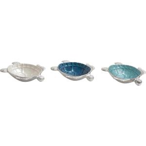 imageDeco 79 Aluminum Metal Turtle Handmade Serving Bowl  set of 3 8quot x 6quot x 2quot Multi ColoredMulti Colored