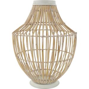 imageDeco 79 Bamboo Wood Handmade Decorative Vase Open Frame Centerpiece Vase with White Metal Accents Vase for Home Decoration 13quot x 13quot x 17quot Brown13 x 13 x 17