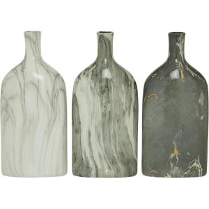 imageDeco 79 Ceramic Decorative Vase Faux Marble Centerpiece Vases set of 3 Flower Vases for Home Decoration 6quot x 3quot x 13quot Gray