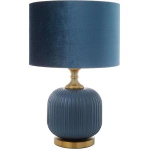 imageDeco 79 Fabric Room Table Lamp Ribbed Accent Lamp with Velvet Shade and Gold Accents Lamp 13quot x 13quot x 20quot Blue13 x 13 x 20