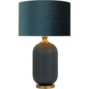 imageDeco 79 Fabric Room Table Lamp Ribbed Accent Lamp with Velvet Shade and Gold Accents Lamp 13quot x 13quot x 20quot Blue16 x 16 x 26