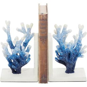 imageDeco 79 Metal Coral Decorative Bookends Ombre Non Skid Bookends Set of 2 Office Bookends4quotW 7quotH BlueBlue