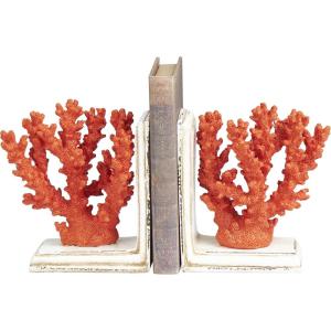 imageDeco 79 Metal Coral Decorative Bookends Ombre Non Skid Bookends Set of 2 Office Bookends4quotW 7quotH BlueOrange