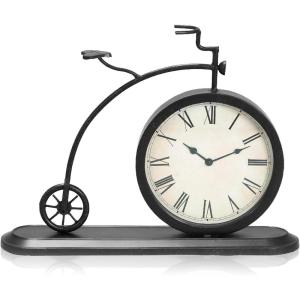 imageDeco 79 Metal Decorative Clock Bike Mantel Clock Tabletop Clock 13quot x 3quot x 12quot BrownBlack
