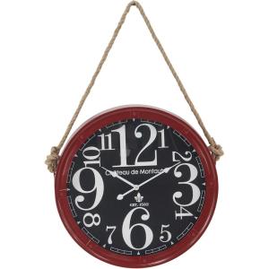 imageDeco 79 Metal Decorative Wall Clock Set of 3 11quot x 2quot x 20quot White with Rope accentsRedBlackWhite