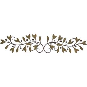 imageDeco 79 Metal Leaf Home Wall Decor Long Horizontal Vine Wall Sculpture with Green Accents Wall Art 48quot x 1quot x 9quot RedGreen