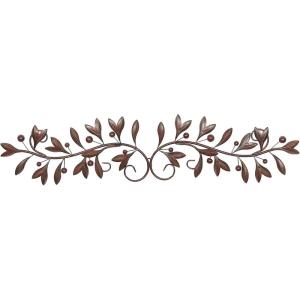 imageDeco 79 Metal Leaf Home Wall Decor Long Horizontal Vine Wall Sculpture with Green Accents Wall Art 48quot x 1quot x 9quot RedRed