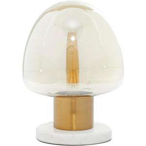 imageDeco 79 Metal Room Table Lamp Accent Lamp with Clear Dome Shaped Shade and Marble Base Lamp 10quot x 10quot x 14quot Gold10 x 10 x 14