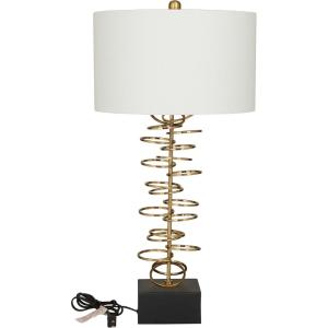 imageDeco 79 Metal Room Table Lamp Gold Stacked Ring Accent Lamp with Drum Shade Lamp 15quot x 15quot x 30quot Gold