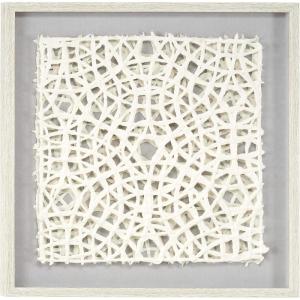 imageDeco 79 Paper Geometric Handmade Shadow Box 3D Origami with Gray Canvas Backing 24quot x 1quot x 24quotWhite