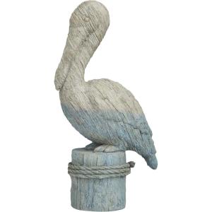 imageDeco 79 Polystone Bird Decorative Sculpture Distressed Home Decor Statue with Brown Wood Inspired Accents Accent Figurine 3quot x 11quot x 7quot TealBlue