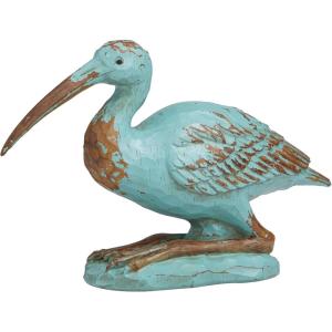 imageDeco 79 Polystone Bird Decorative Sculpture Distressed Home Decor Statue with Brown Wood Inspired Accents Accent Figurine 3quot x 11quot x 7quot TealTeal