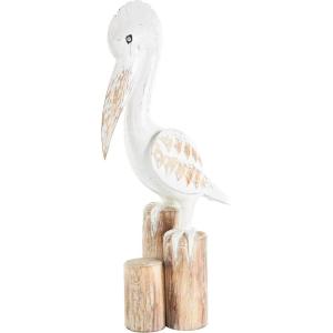 imageDeco 79 Polystone Bird Decorative Sculpture Distressed Home Decor Statue with Brown Wood Inspired Accents Accent Figurine 3quot x 11quot x 7quot TealWhite