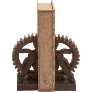 imageDeco 79 Polystone Decorative Bookends Gear Non Skid Bookends Set of 2 Office Bookends5quotW 7quotH Brown