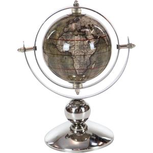 imageDeco 79 Stainless Steel Metal Globe 10quot x 7quot x 11quot SilverBrownWhiteSilver