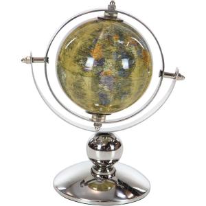 imageDeco 79 Stainless Steel Metal Globe 10quot x 7quot x 11quot SilverMulticoloredSilver
