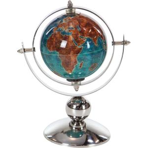 imageDeco 79 Stainless Steel Metal Globe 10quot x 7quot x 11quot SilverSilverBlueBrown