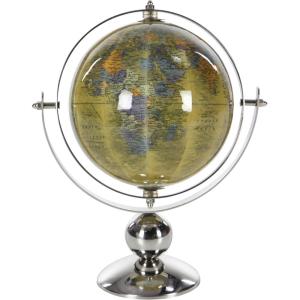 imageDeco 79 Stainless Steel Metal Globe 10quot x 7quot x 11quot SilverYellow