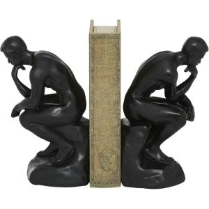 imageThe Novogratz Polystone People The Thinker Bookends Set of 2 5quotW 9quotH Black