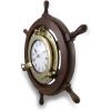 imageDeco 79 19002 Wood ampamp Brass Ship Wheel Clock