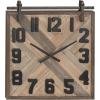 imageDeco 79 44444 Square Iron and Wood Wall Clock 30quot x 30quot BrownWhiteCyanBeigeBlue