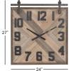 imageDeco 79 44444 Square Iron and Wood Wall Clock 30quot x 30quot BrownWhiteCyanBeigeBlue