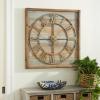 imageDeco 79 44444 Square Iron and Wood Wall Clock 30quot x 30quot BrownWhiteCyanBrown