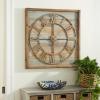 imageDeco 79 44444 Square Iron and Wood Wall Clock 30quot x 30quot BrownWhiteCyanBrown