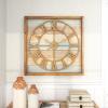imageDeco 79 44444 Square Iron and Wood Wall Clock 30quot x 30quot BrownWhiteCyanBrown