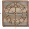 imageDeco 79 44444 Square Iron and Wood Wall Clock 30quot x 30quot BrownWhiteCyanBrown