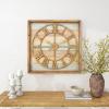 imageDeco 79 44444 Square Iron and Wood Wall Clock 30quot x 30quot BrownWhiteCyanBrown