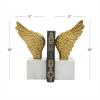 imageDeco 79 Aluminum Metal Bird Decorative Bookends Wings Non Skid Bookends with Marble Base Set of 2 Office Bookends5W 10H SilverGold