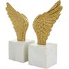 imageDeco 79 Aluminum Metal Bird Decorative Bookends Wings Non Skid Bookends with Marble Base Set of 2 Office Bookends5W 10H SilverGold
