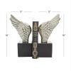 imageDeco 79 Aluminum Metal Bird Decorative Bookends Wings Non Skid Bookends with Marble Base Set of 2 Office Bookends5W 10H SilverSilver