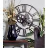 imageDeco 79 Antique Colonial Mesmerizing Metal Black Gear Clock 32quot DiameterBlack