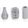 imageDeco 79 Ceramic Decorative Vase Centerpiece Vases with Varying Patterns set of 3 Flower Vases for Home Decoration 5quot x 5quot x 8quot Silver